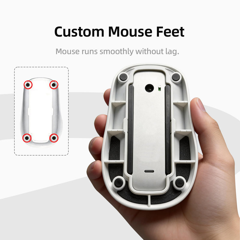 Mouse Pad Riser with Widened Palm Support，White Ergonomic Dock Base for Apple Magic Mouse 2/3 – Raised, Widened Palm Rest for Enhanced Comfort