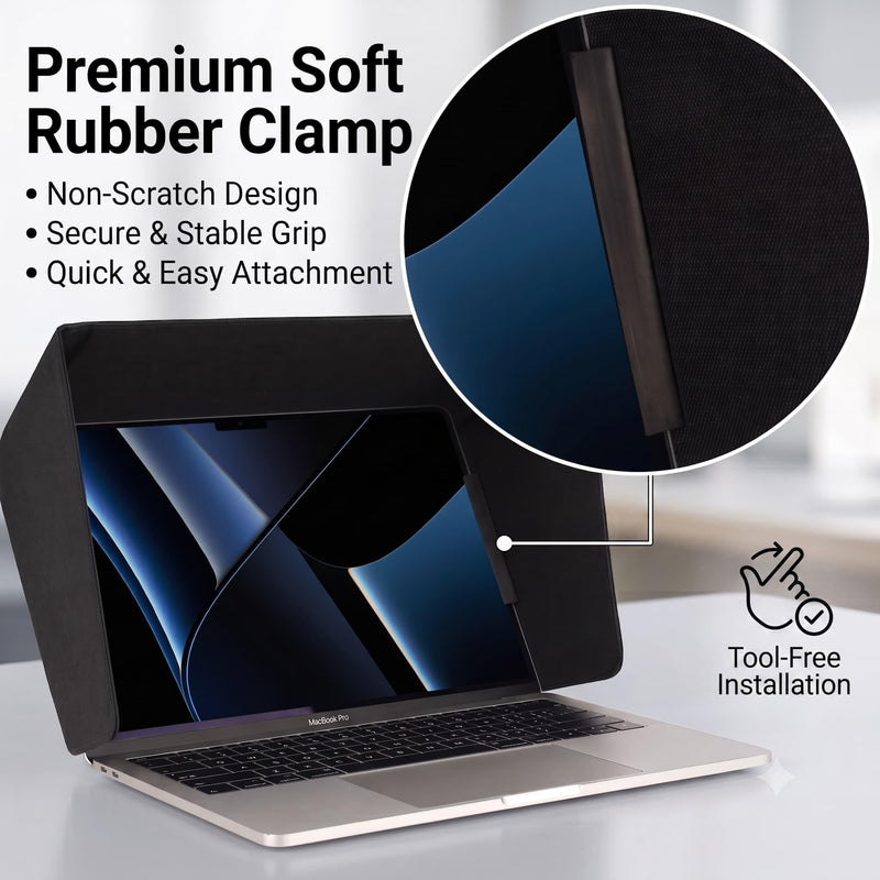 Laptop Sun Shade for Working Outside, Light Weight Display Screen Privacy Hood & Glare Shield, Foldable Shield Cover (Black, L) Black L (Most 15-16" laptop)