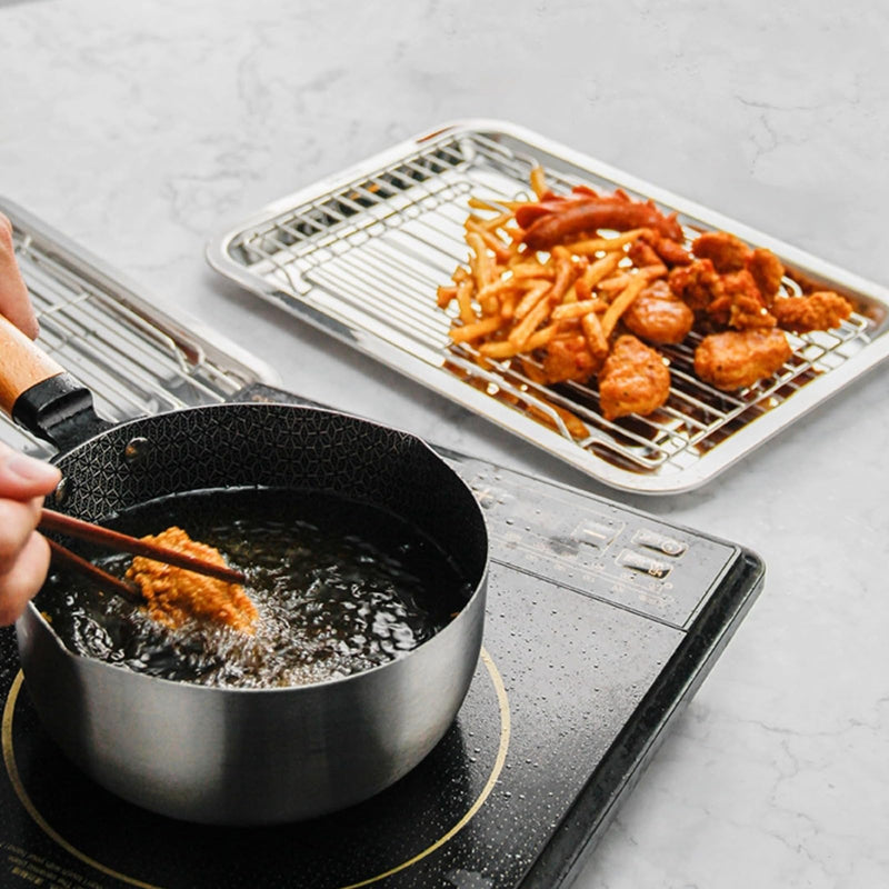 Set of 3 Breading Pans, Chicken Cutlet Dredging Trays with Stainless Steel Oil Filter Tray Breading Trays for Cooking, Food Prep for Preparing Bread-Crumb Dishes, Panko, Schnitzel