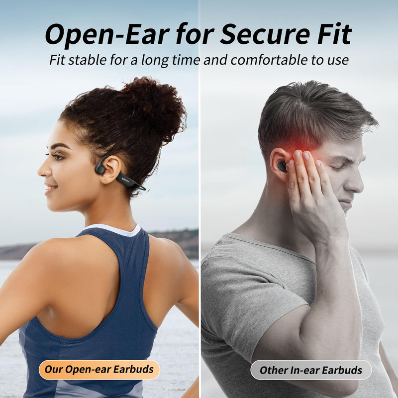 CXK Bone Conduction Headphones Bluetooth 6.0 Open Ear Wireless with Mic | Premium Loud Sound, 10-Hour Playtime, IPX6 Waterproof, Lightweight Bone Conduction Earbuds for Running, Cycling, Walking Black