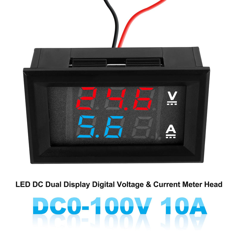 0.28" Volt Meter, DC 0-100V 10A Digital Voltmeter Ammeter Dual 3 Bits LED Display with Connect Wires Mini Ammeter Voltmeter for Electronic Circuit Experiments Cars RV Solar Energy (5Pack) 5Pack