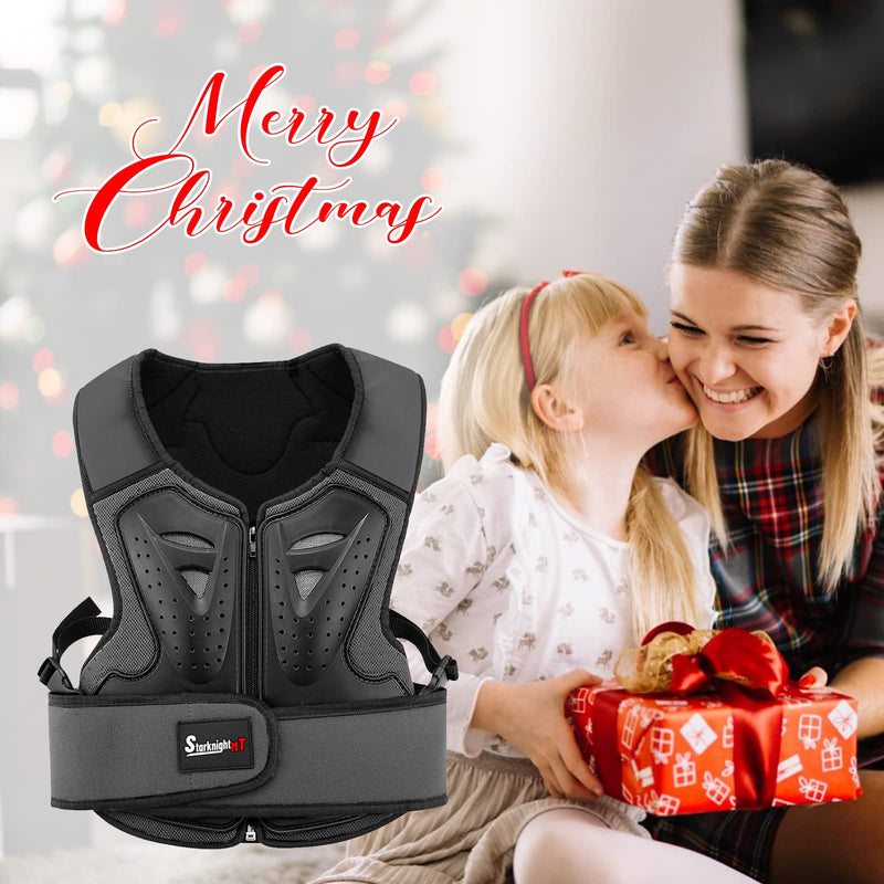 StarknightMT Kids Motorcycle Chest Protector Dirt Bike Youth Riding Spine Back Armor Protection for Motocross Cycling Skateboard,Skiing,Skating,Off-Road（Black） Black