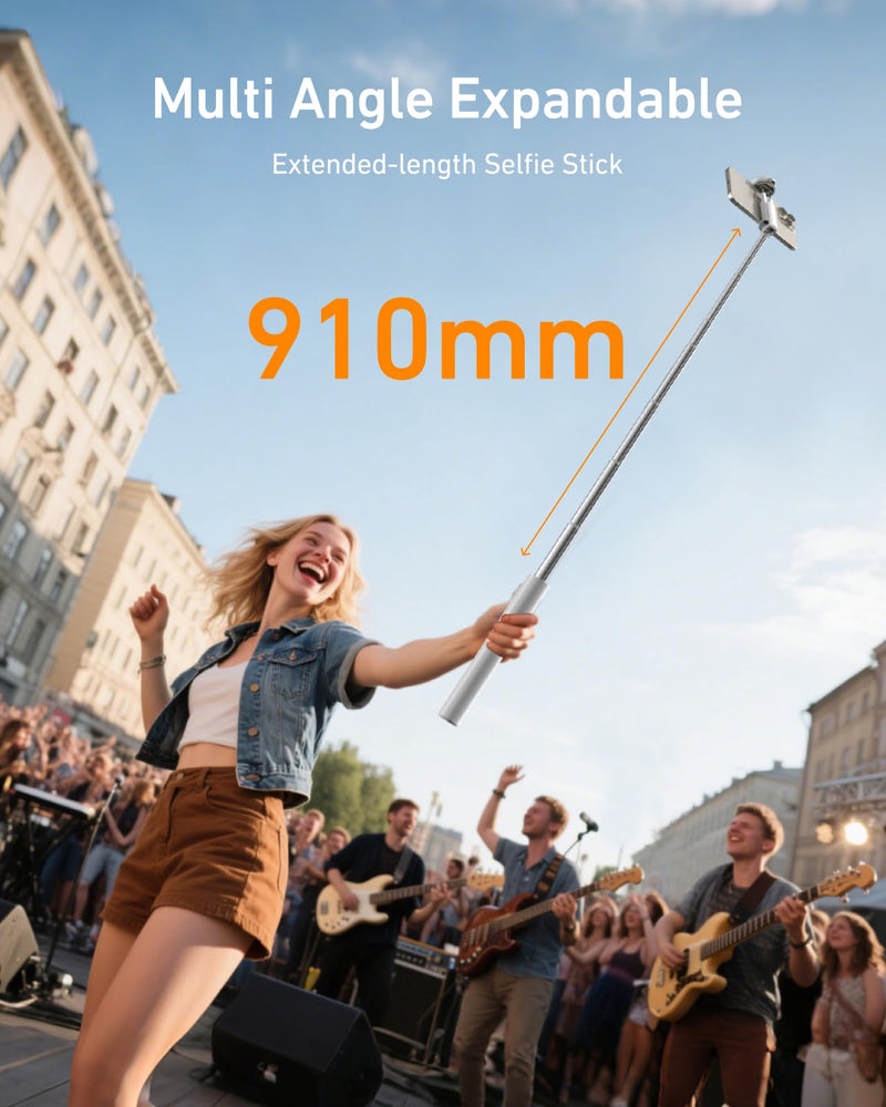 TELESIN Selfie Stick Tripod for Phone with Zoom Remote and Phone Holder | 49" Extendable Tripods for iPhone 17/16/15/14/13/Samsung Android Cell Phone Stand, Travel Tripod for Video Recording, White