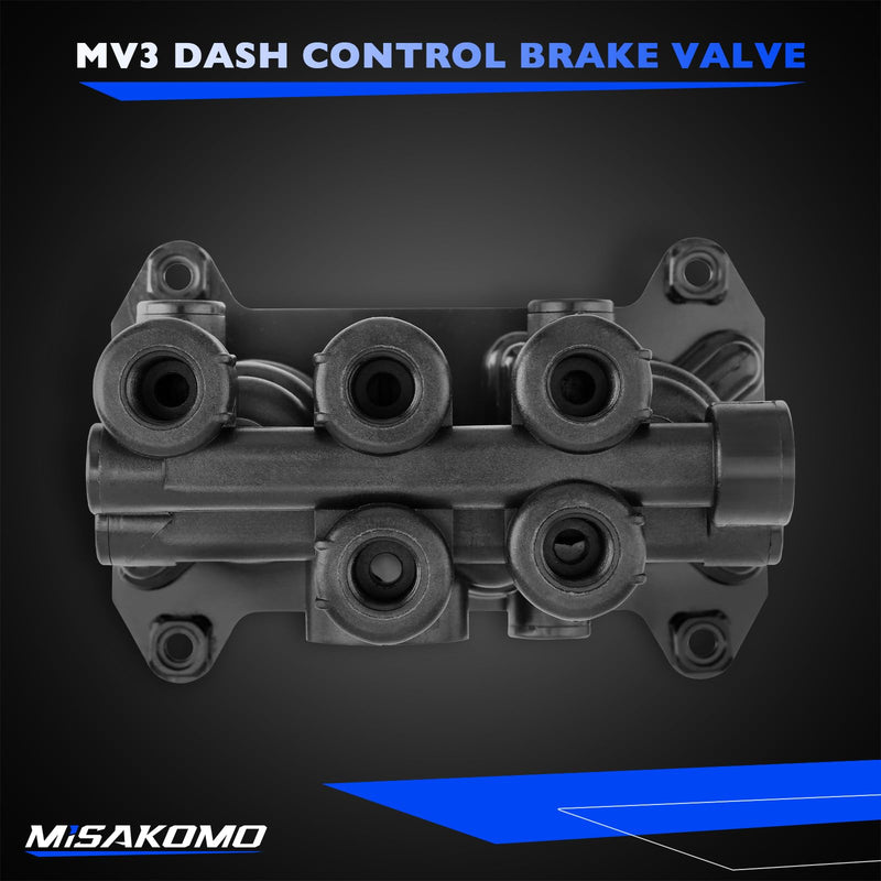 800516 MV-3 Dash Air Brake Control Valve - MV3 Trailer Parking Brake Valve - Compatible with Volvo 3948331, Bendix 065157 065697, Velvac 4790208 5001230, and Western Star Peterbilt Kenworth 800516