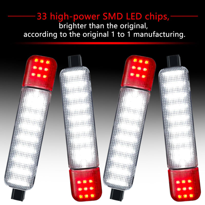 Led Interior Door Courtesy Light Compatible with 1999-2006 Silverado Sierra 1995-1999 C/K 1500 2500 3500 Suburban Tahoe Avalanche 1999-2006 Yukon Escalade Warning Light 4pcs red and white
