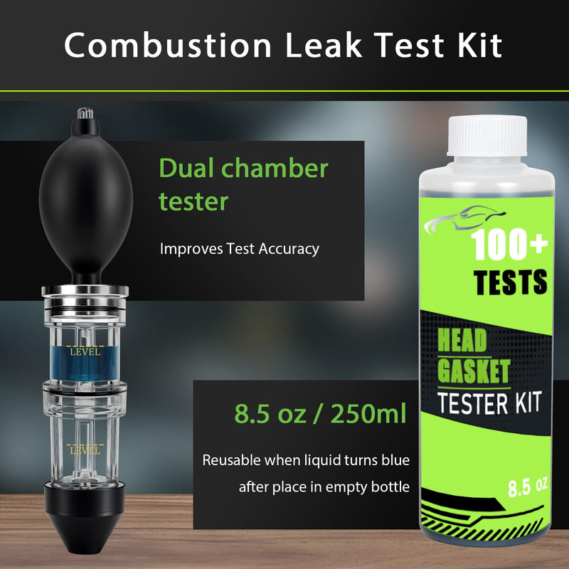 Dual-Chamber Head Gasket Tester Kit,Accurately and Quickly Detects Leaks in Head Gasket,Combustion Leak Tester—Compatible with Most Gasoline/Diesel Vehicles Models,Saves Time and Repair Costs