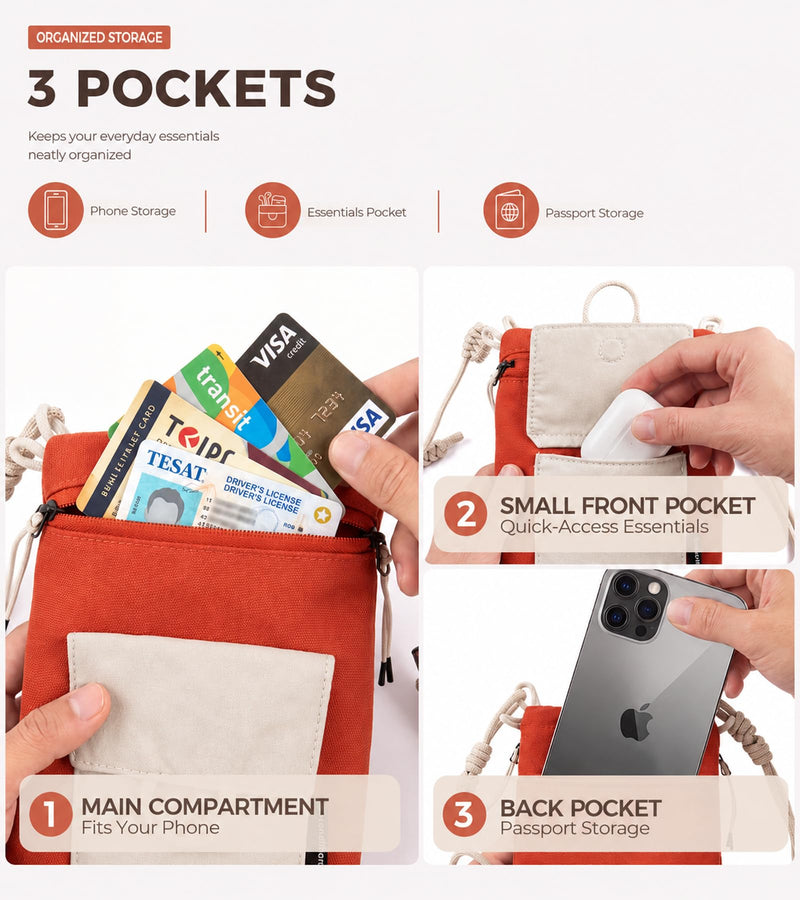 Cell Phone Pouch with Strap Lightweight Crossbody Phone Purse with Nylon Lanyard Fits iPhone 12-17 for Travel Casual Walking Red