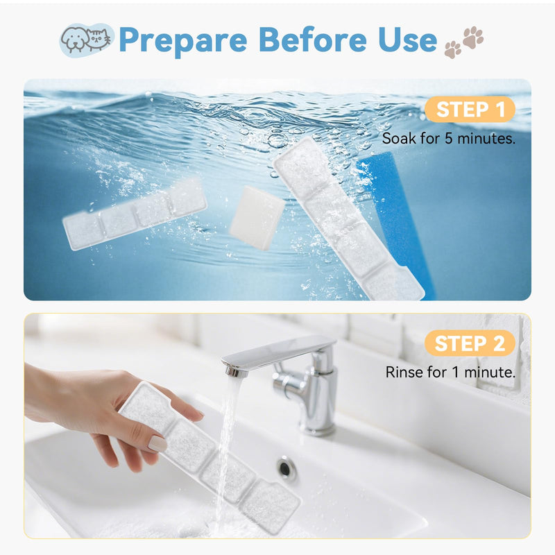 12+12+12 Pack Dog Water Filters for SIBAYS/Kastty 4Gal/15L Large Dog Water Fountain, L05 Natural Coconut Shell Activated Carbon Replacement Filters, 12 Filter &12 Pre-Sponges &12 Pump Sponges