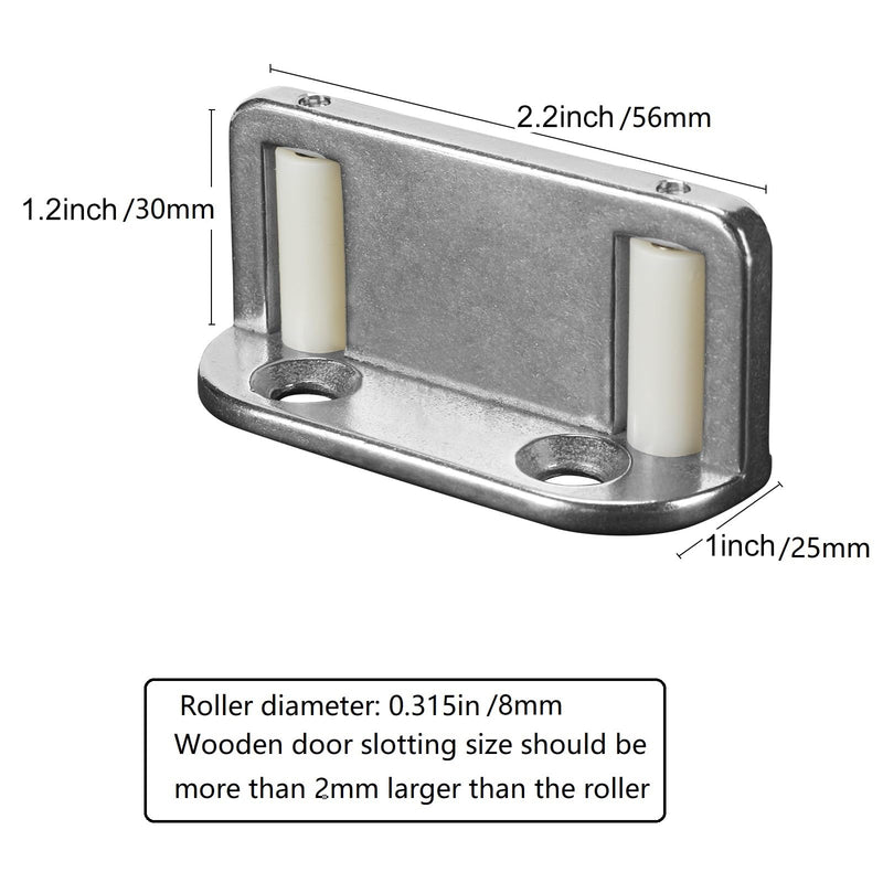 4 Barn Door Floor Guide Bearing Design, Sliding Barn Door Floor Guide Adjustable Rollers at The Bottom Strong and Durable Steel Frame.Silver Silver of4