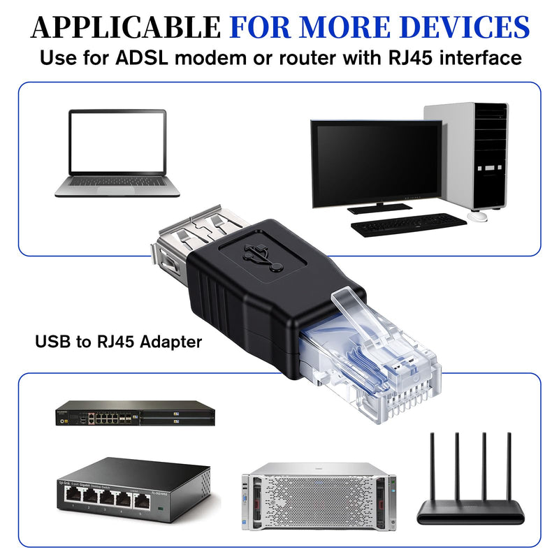 2PCS Ethernet to USB Adapter, RJ45 Internet Male to USB Female Connectorusb toPhone Jack Adapter for Computer Camera/Router/Modem/Surveillance Camera with Network Function