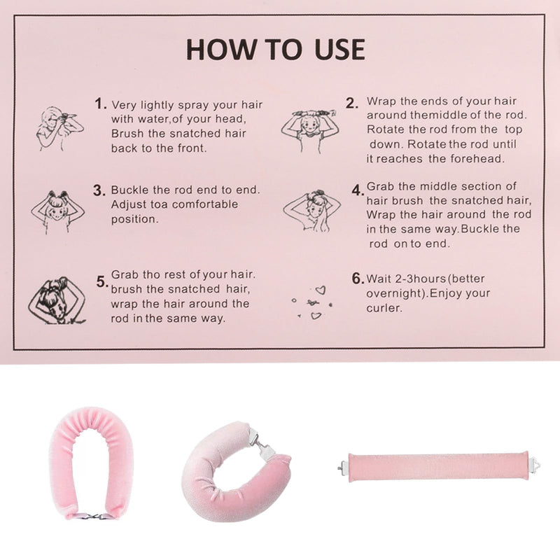 4PCS Heatless Curlers Set,Heatless Curling Rod Overnight,heatless curl rods | Heatless Hair Curlers,Soft Hair Roller Rods with Hook,Heatless Curling Set,Overnight Curls Hair Curlers,heatless curling rods