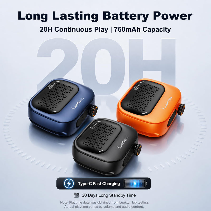 IP69K Waterproof Portable Wireless Speaker, Mini Shower Speaker with 20H Playtime, Ultra-Light Clip On Wearable Speaker for Bathroom, Outdoor Sports (Orange) Orange