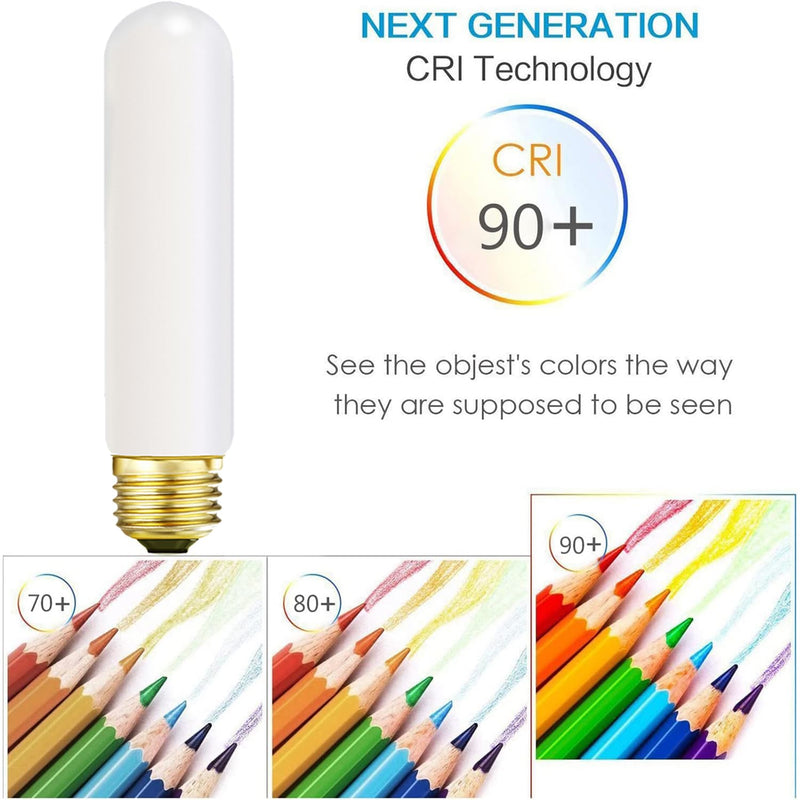 LEOOLS T10 Led Frosted Bulb,e26 Dimmable Tubular LED Light Bulb, 8W Equal 60 watt Light Bulb 3000K Soft White,CRI90+,600LM,E26 Base Matt Opal Porcelain,5.1inches Long Bulbs,6 Packs T10 5.1inch 8w 3000k Soft White (Matt Opal)