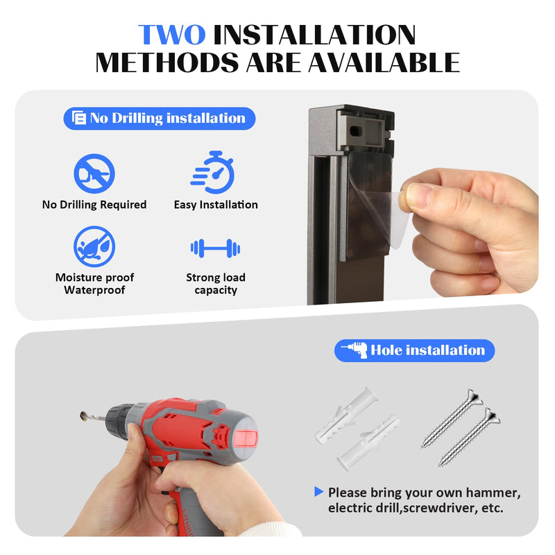 Blissland Shower Slide Bar with Height and Angle Adjustable Handheld Shower Head Holder |Strong Adhesive Disc Mount or Drilling Installation (Aluminum Alloy Material) (Gray) Gray