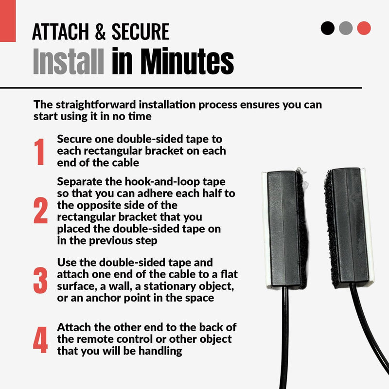  [AUSTRALIA] - Universal Coiled Security Cable Bulk Pricing Available - Remote Control Tether Security Cable Leash with Hook and Loop Fastener Tape and Double-Sided Tape - Anderic - CBL02