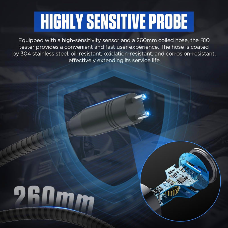 T10 Brake Fluid Tester Automotive Digital Brake Fluid Detector Moisture Detector for DOT3 DOT4 DOT5.1, Car Brake Fluid Boiling Point Meter with 2.8" Display Audible Alarm High Precision Probe