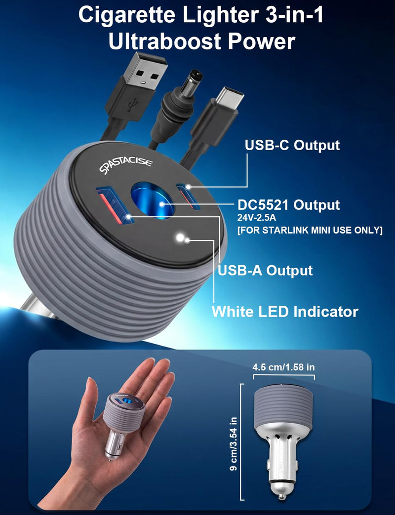 Starlink Mini 3-in-1 Car Power Adapter
