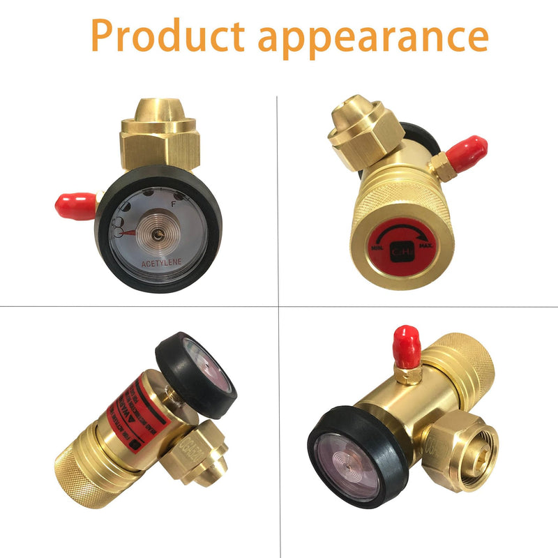 0386-0725 AR-B CGA520 Acetylene Regulator for B Tanks, for Torch Regulator with Gauge, Use with Torch Acetylene Kit, B Tank Torch Kit