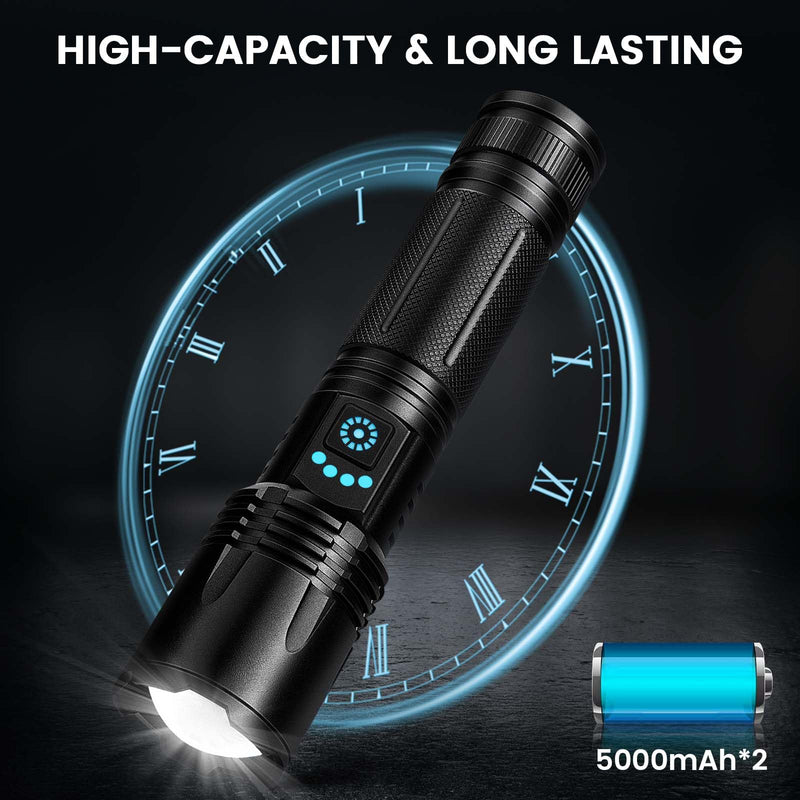 3 Pack Rechargeable Flashlights High Lumens, 99,000 Lumens Super Bright LED Flashlight for Home Camping, Handheld Flash Light Waterproof Flashlight with 5 Modes & Adjustable Function