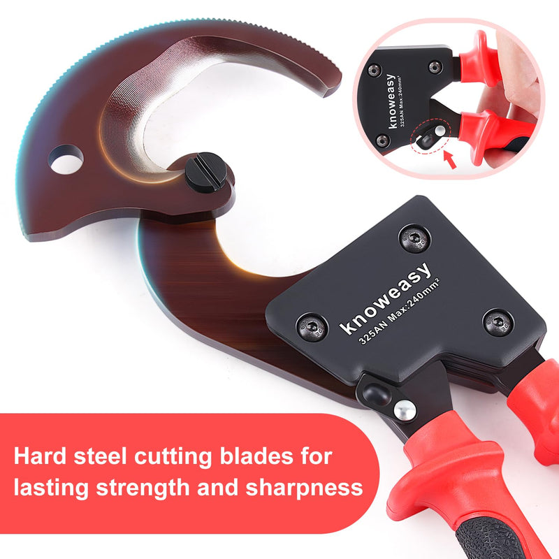 Knoweasy 325AN Upgraded Cable Cutter and Ratchet Wire Cutter Works for Aluminum and Multi-core Cables up to 240mm²