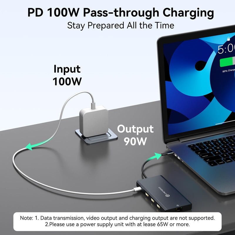 USB C Laptop Docking Station 3 Monitors 100W PD 4K60Hz 12 in 1 Triple HDMI Docking Station Dual Monitor USB C Hub Multiple Adapter, 2xUSB-C 3.2, 2xUSB-A 3.0, SD Card Slot, 1000Mbps Ethernet
