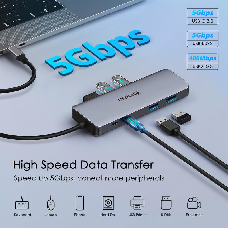 USB C Hub 10-in-1 with 4K HDMI Adapter, SD/TF Card Reader, 100W PD Charging, 2 USB 3.0 Ports, and 3 USB 2.0 Ports for MacBook Pro/Air, Dell XPS, Lenovo ThinkPad, etc. 10-in-1-HDMI