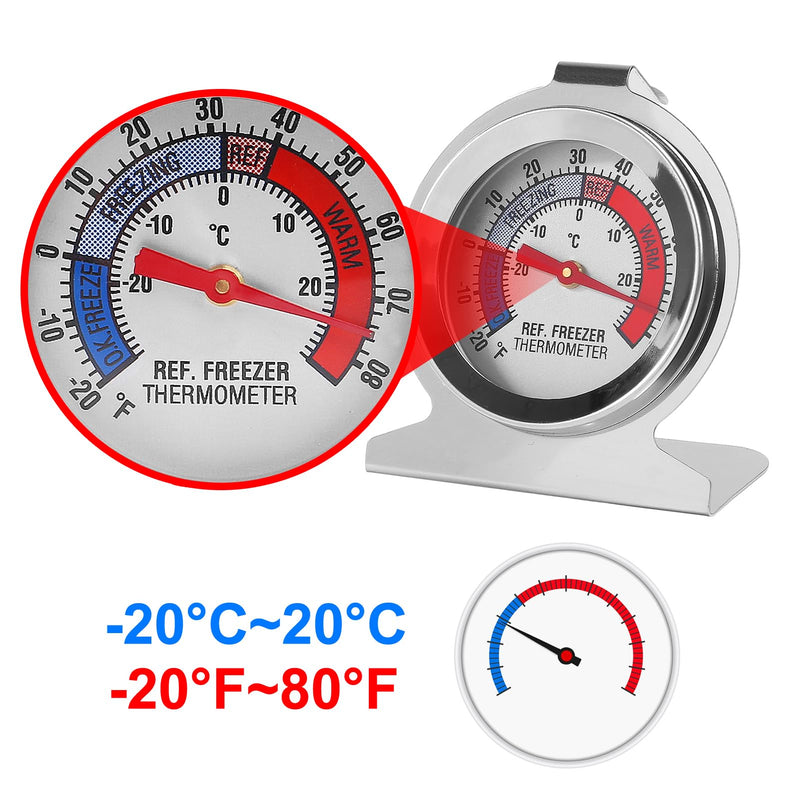 12Pcs Refrigerator Thermometer -30~30°C/-20~80°F Fridge Analog Freezer Thermometer Stainless Steel Large Dial Temperature Gauge for Home, Kitchen, Restaurants Refrigerator 12PCS