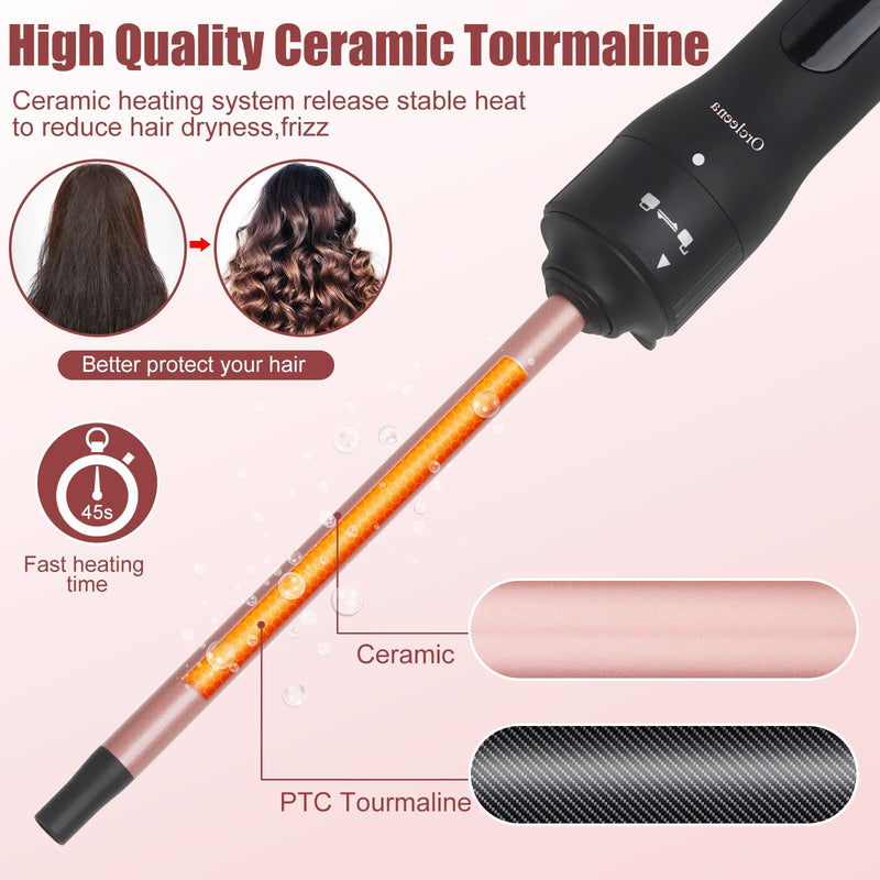 Curling Wand 3 in 1 Hair Curler Ceramic Curling Tongs Iron Set | Long Thick Thin Hair Interchangeable Barrels Beach Waves Styling Tools with Glove Rose Gold hair curler 3 in 1