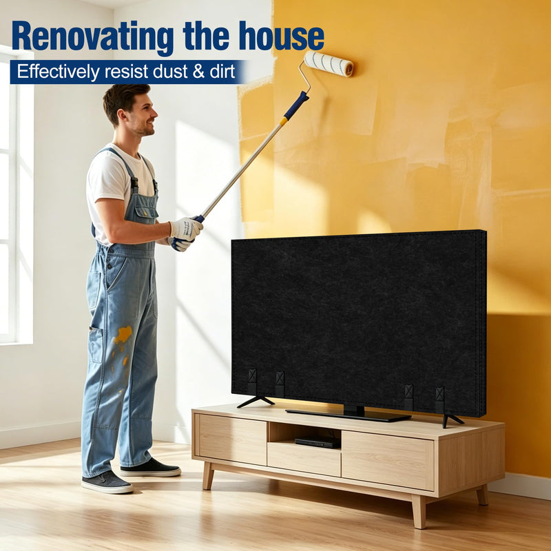 50"–55" TV Moving Cover, Thick Felt Dust Anti-Scratch | TV Screen Cover with Bottom Strap for TV Moving, Home Renovation & Pet Scratch or Other Furniture 50"-55"