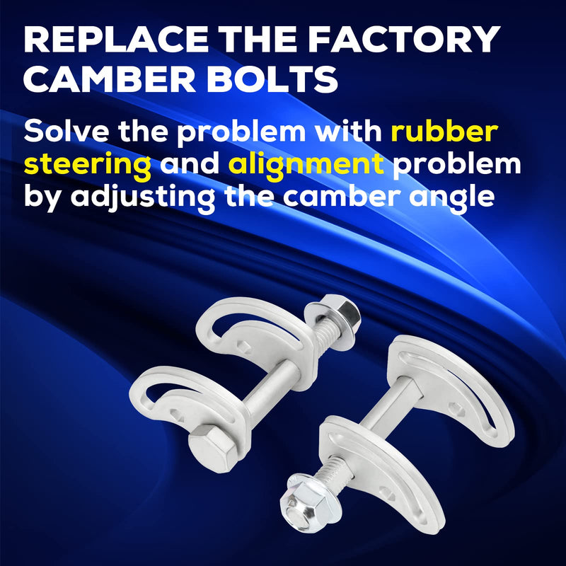 KSP Caster/Camber Bolt Kit Adjusting ±1.5° Compatible with Silverado Sierra 1500 2500,Yukon Express Savana 1500 2500 Hummer H2 H3, Work On Most Chevy GMC Control Arm| Including Bolts,Cams and Nuts