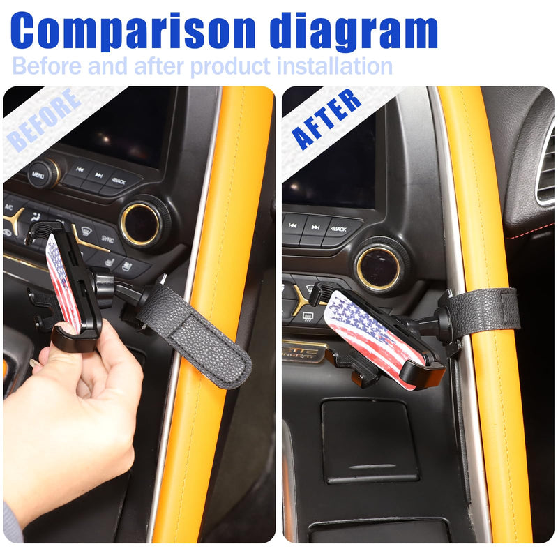 LLKUANG Center Console Car Mobile Phone Mount Compatible with Chevrolet Corvette C7 2014-2019,Center Handle Multifunctional Phone Holder,Navigation Bracket (Style B) Style B