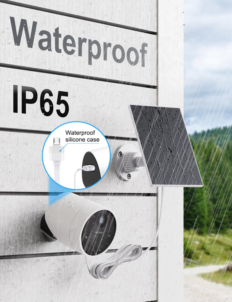 Solar Panel for Simplisafe Outdoor Camera, IP65 Waterproof, 360° Adjustable Panel for Outdoor Security Camera Series 2 Wireless and Wired, 13FT Charging Cable