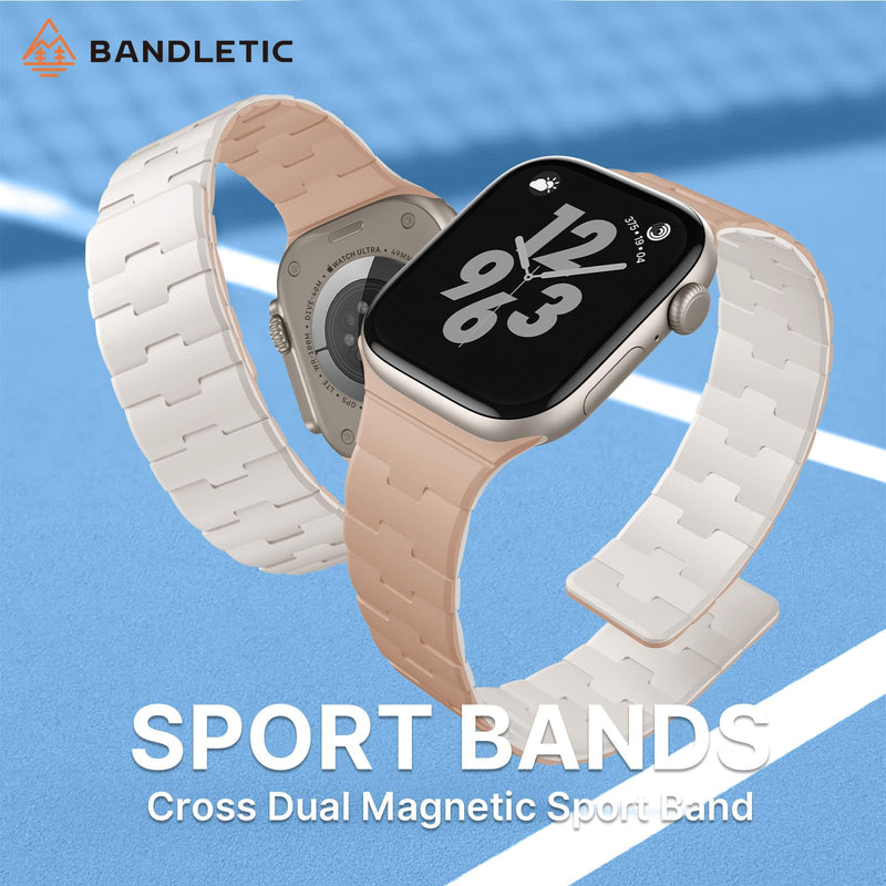 Bandletic Magnetic Silicone Compatible with Apple Watch Bands for Women | Double Sided Wearable, Soft Magnet Sport Strap for iWatch Series 11/10 42mm, 9/8/7 41mm, SE3/SE2/SE/6/5/4 40mm, 3/2/1 38mm Starlight/Milk Tea 38mm/40mm/41mm/42mm(series 11 10)