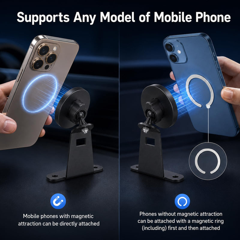 Wireless Charger Phone Mount Fit for Ford Bronco 2021-2026 | 360° Adjustable Magnetic Phone Holder, with Magnetic Ring, Fit for Any Magnetic Charging Mobile Phone