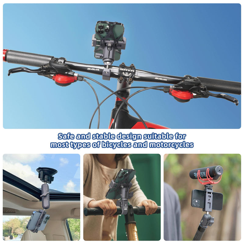 FANAUE Aluminum Phone Holder with 1" Ball Head Adapter Compatible with RAM mounts B Size Double Socket arm (CPC-08) CPC-08