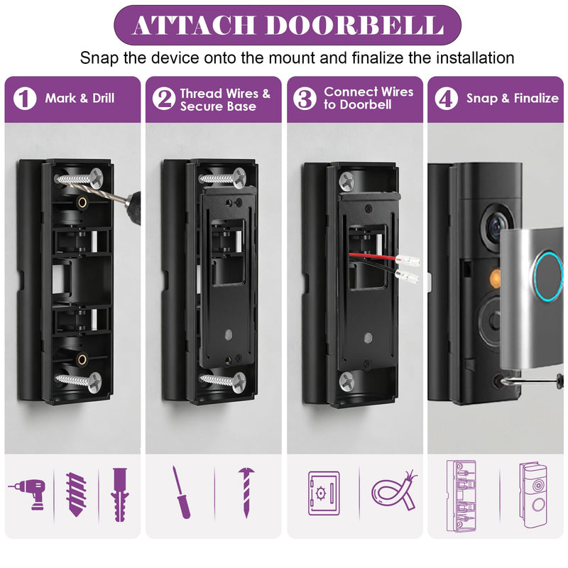 Adjustable Doorbell Angle Mount, 0-45° Anti-Theft Doorbell Mounting Bracket Compatible with Ring Wired Doorbell Plus/Pro (2026 Latest Models) & Battery Doorbell Plus/Pro (2nd Gen)