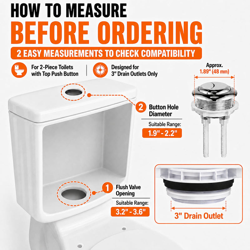 3 Inch Dual Flush Valve Replacement Kit for 2-Piece Toilets, Compatible with Glacier Bay, Toto, WaterRidge, AquaSource& More, Complete Toilet Repair Kit to Fix Leaks, Weak Flush & Wobbling (3 inch) 3 Inch