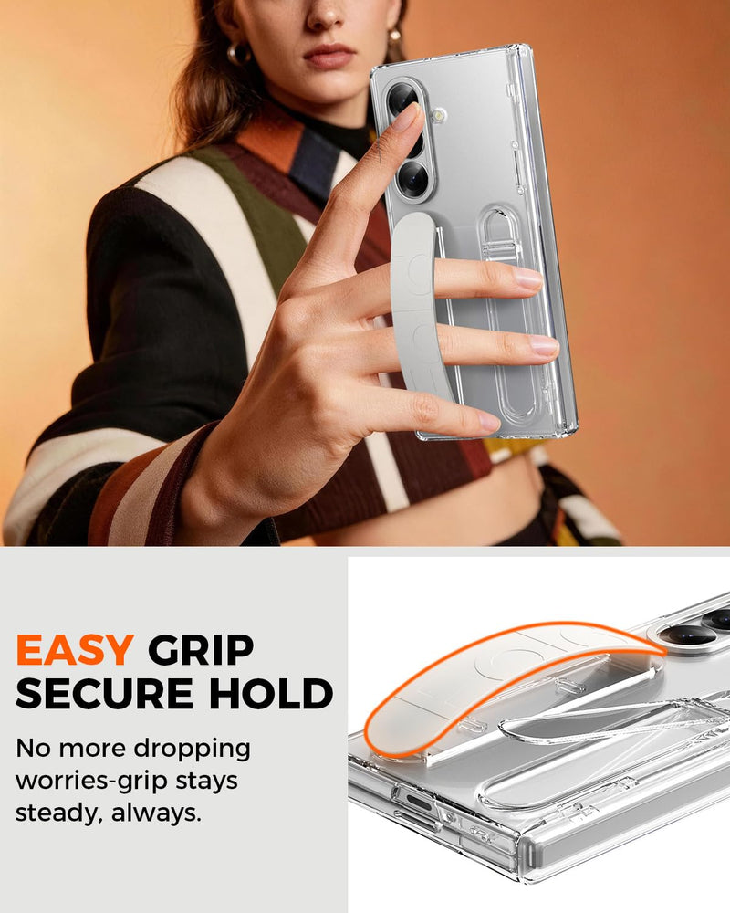 NINKI Transparent Cover for Samsung Galaxy Z Fold 8 Ultra Case with Strap & Screen Protector, Full Body Hinge Protection for Galaxy Fold 8 Ultra Slim Grip for Samsung Z Fold 8 Ultra Case Stand Clear