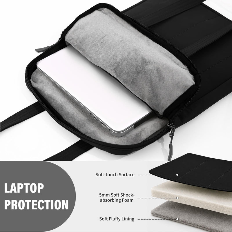 FGZ Laptop Shoulder Bag for Women,Black | Waterproof, Business Large Computer Handbag Purse Briefcase, Office Gifts for Women Black