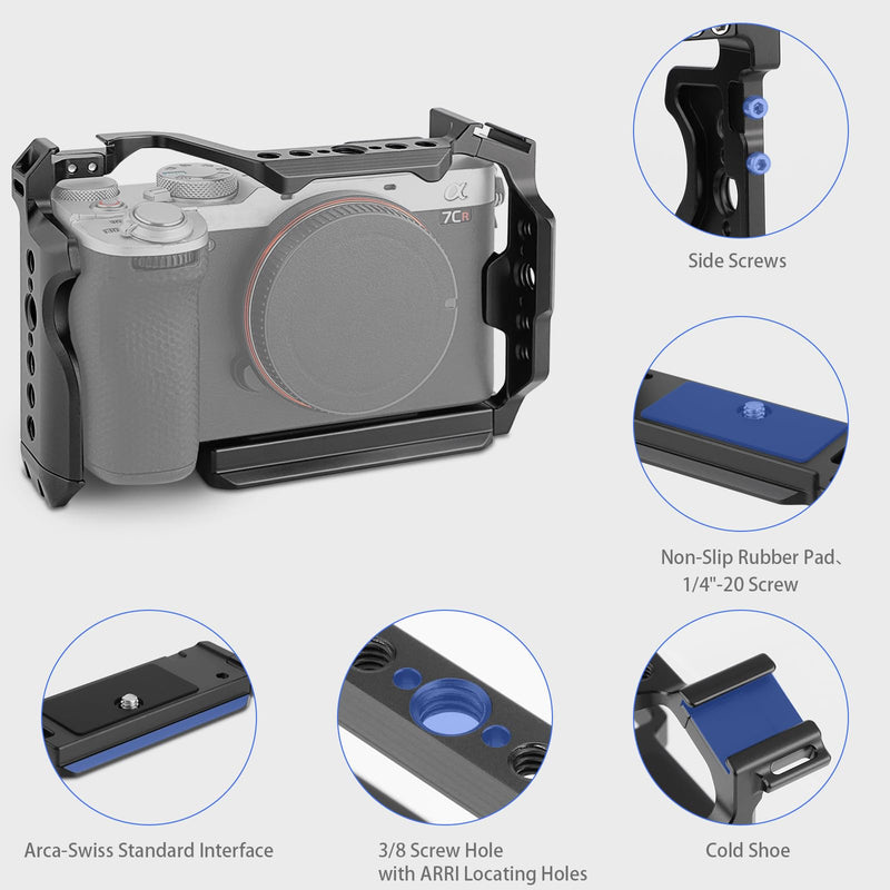LEFTFOTO Camera Cage for Sony A7C II / A7CR,Camera Protection Frame Rig with Arca Base, Compatibility with a7cii a7cr for DJI RS2/RSC 2/RS3/RS3 Pro Stabilizer- for Vlog Video Shooting