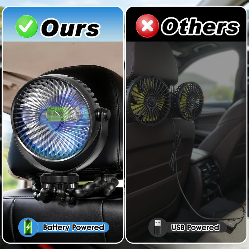 Recharge Car Fans for Backseat for Kids, Car Headrest Backseat Fans for Car for Kids