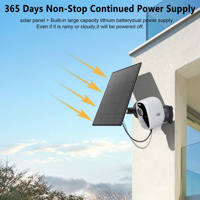 DCT Solar Camera Outdoor Magnetic: Wireless WiFi 4MP Security Camera Battery Powered PIR/AI Motion Detection Two-Way Talk Spotlight Siren Alarm IP66 Waterproof Cloud/SD Storage White-solar panel