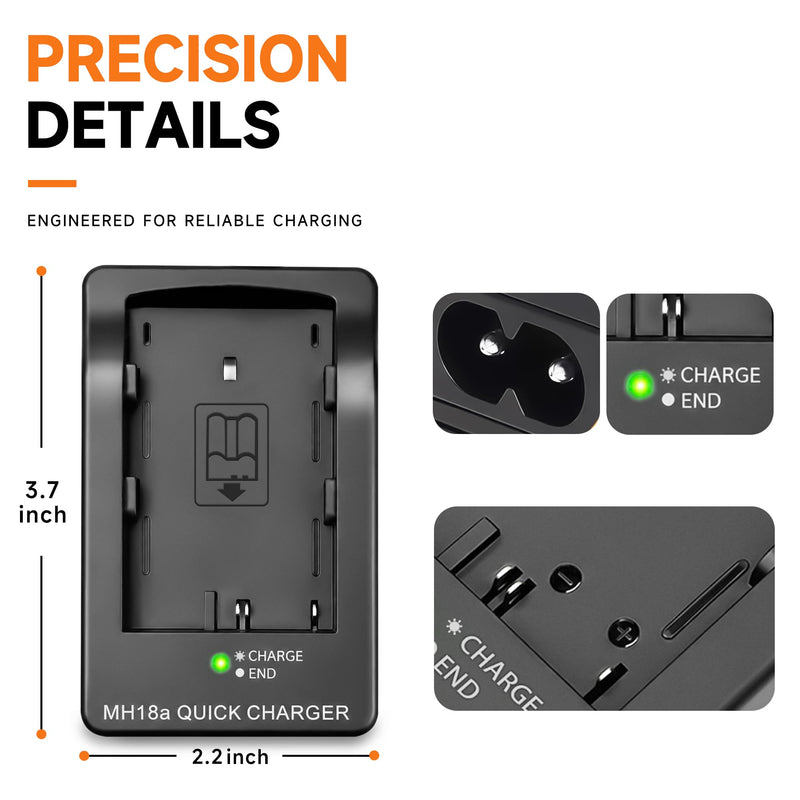 MH-18a Battery Charger for Nikon D90, D80, D700, D300, D300s, D200, D70, D70s, D50, D100 Digital SLR Cameras, EN-EL3 EN-EL3e EN-EL3a Quick Charging Base with US AC Power Cord, Replacement MH-18