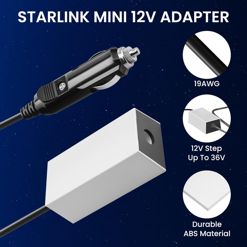 BarBaren for Starlink Mini Car Adapter, Starlink Mini 12V Adapter 30M/98FT Extended Range Cigarette Lighter Plug 12V to 36V DC Step Up Converter Power Cable for Cars gray