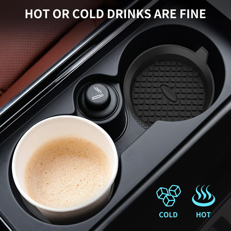 ME.FAN Car Cup Holder Coasters [4 Pack] Silicone Cups Mats, Automotive Universal Non-Slip Recessed Interior Accessories Black 4 Pack-black