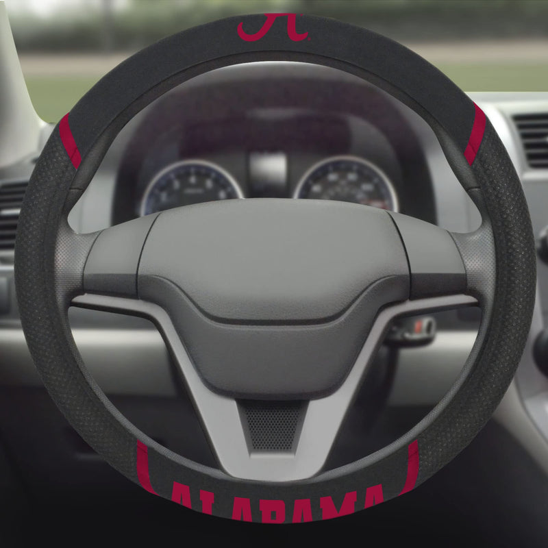 FANMATS NCAA Unisex-Adult Embroidered Steering Wheel Cover Alabama Crimson Tide 15" x 15" Black