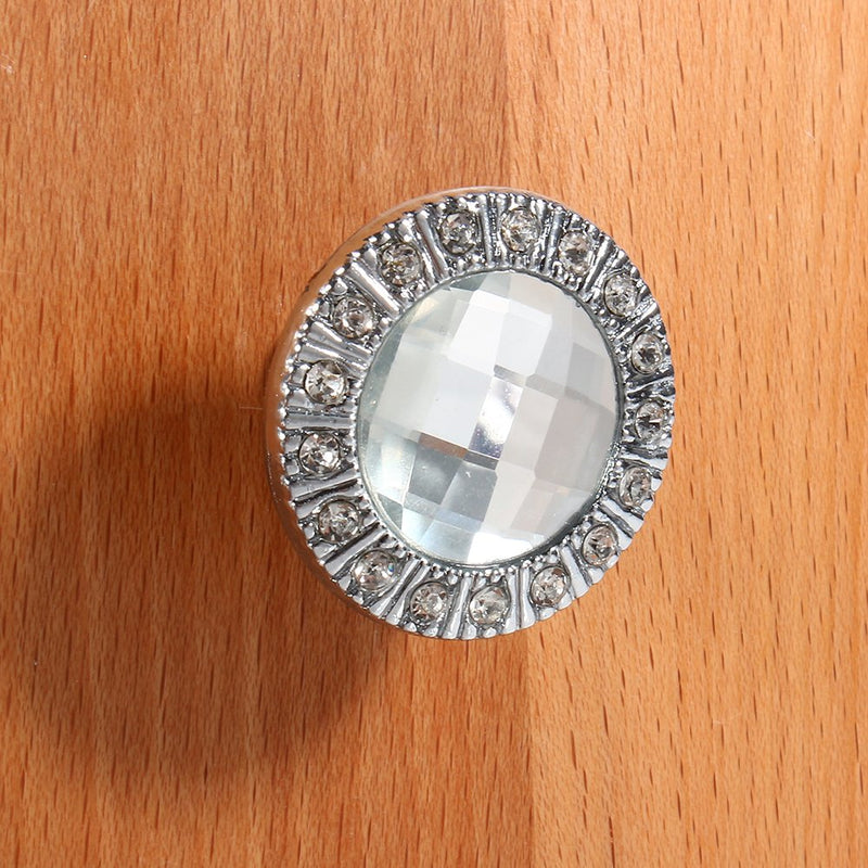 Yosoo 10pcs 30mm Clear Crystal Door Knobs Wardrobe Doorknob Cabinet Knob Drawer Pull Handle (Silver)