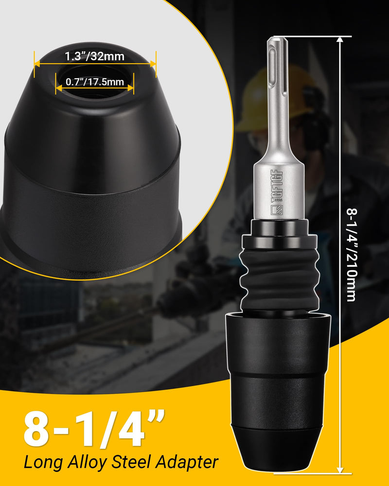 TGFTGF SDS-Plus to SDS-Max Adapter, 8-1/4" Alloy Steel Adapter for Rotary Hammer Drills - Durable Drill Bit Adapter for Concrete and Demolition Work, HOME, DIY, Gift for Men, Friend, Family