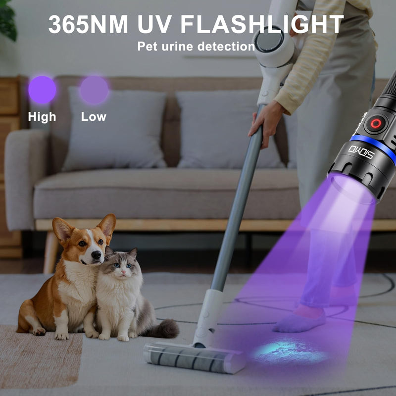 60W 365nm UV- Black Light Flashlight, USB Rechargeable Black Light, IP65 Waterproof Blacklight Flashlights for Pet Urine Detection, Resin Curing, Rock Hunting, Mineral Detection S-3535