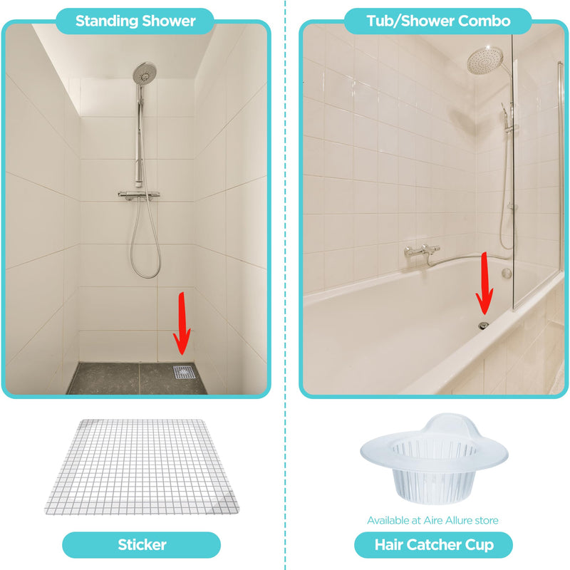 25 Pack Disposable Shower Drain Hair Catcher Mesh Stickers - Peel & Stick Drain Strainers to Prevent Clogs, Strong Waterproof Adhesive, Mess-Free Disposable Drain Covers for Shower, 6 inch, Square 6" Square - 25
